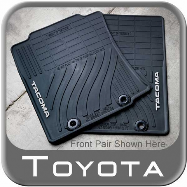 2012-2014 Toyota Tacoma Rubber Floor Mats All-Weather Black Double Cab