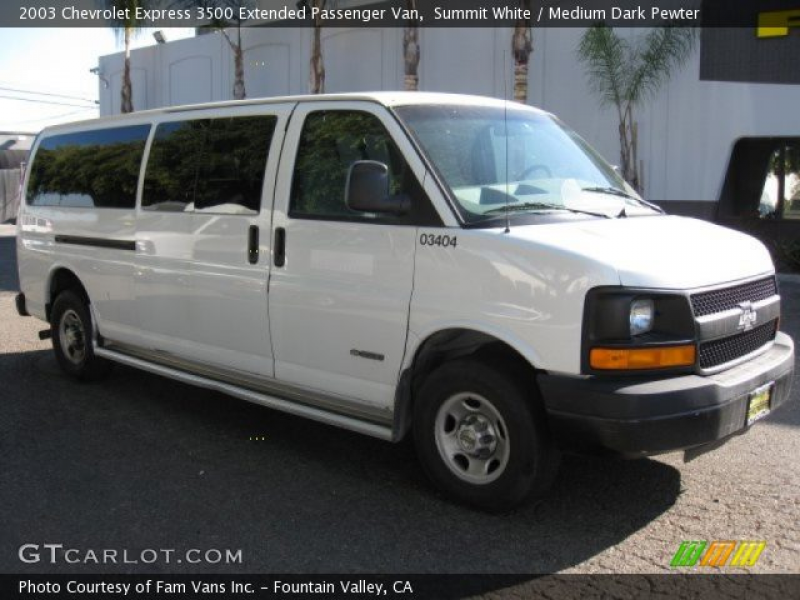 Summit White 2003 Chevrolet Express 3500 Extended Passenger Van with ...