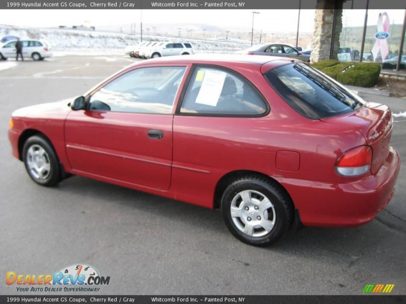 1999 Hyundai Accent GS Coupe Cherry Red / Gray Photo #10
