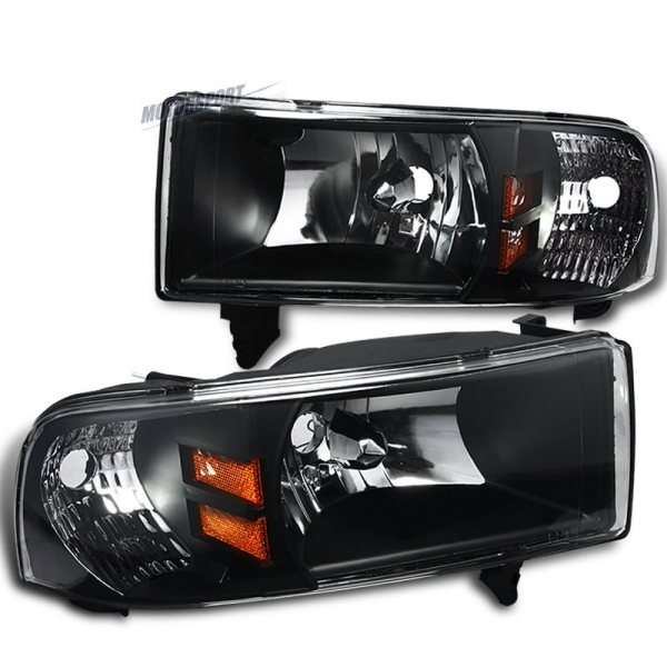 Headlight Set Fit 94-01 Dodge Ram 1500/2500/3500 Pickup Truck Black ...