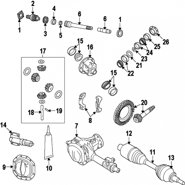 FRONT DRIVE AXLE / DRIVE AXLES / DIFFERENTIAL / DIFFERENTIAL CASE