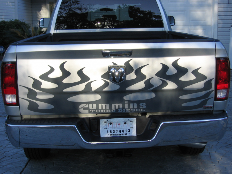 2009-2012 DODGE RAM 2500 or 3500 Tailgate flames Flames graphic decal