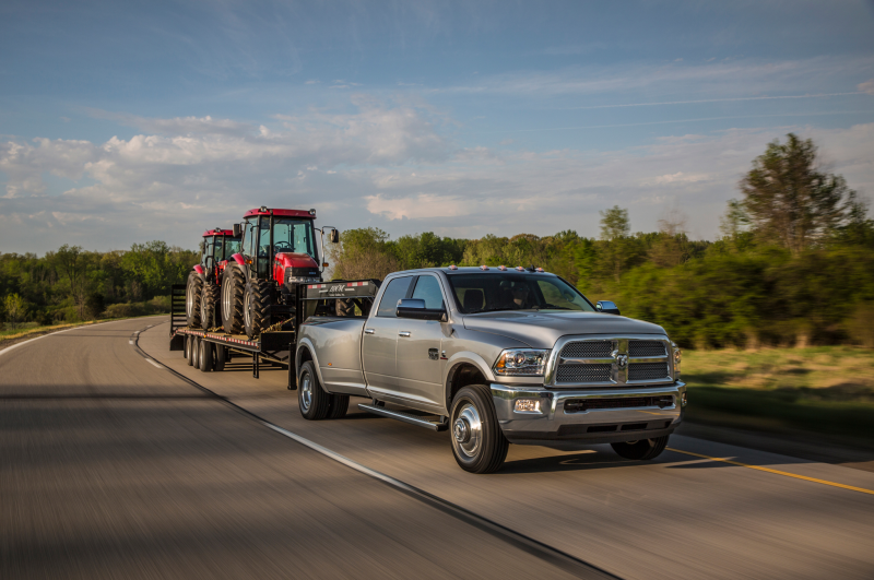 2014 Ram 3500 Front Three Quarters In Motion Tow
