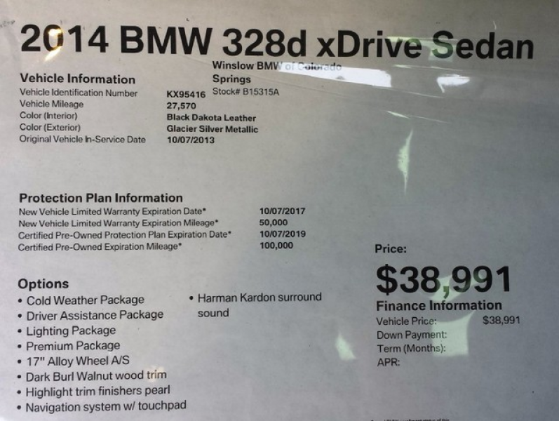 2014 BMW 3 Series 328d XDrive For Sale in Colorado Springs, CO ...