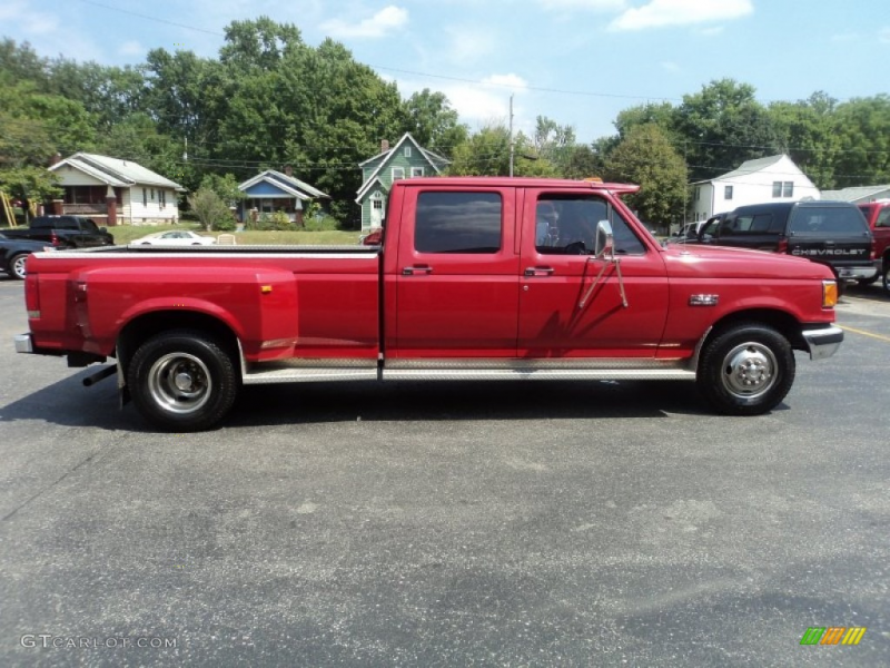Bright Red 1990 Ford F350 XLT Crew Cab 4x4 Exterior Photo #53152576