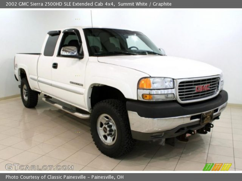 Summit White 2002 GMC Sierra 2500HD SLE Extended Cab 4x4 with Graphite ...