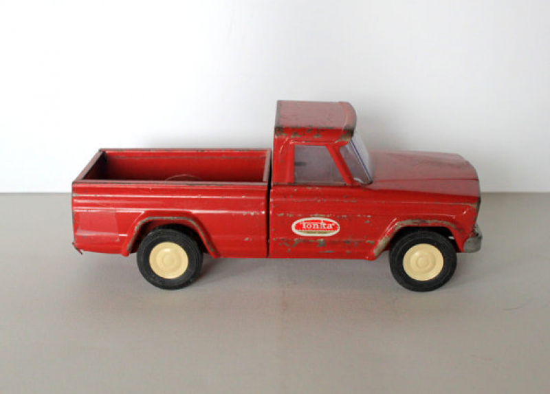 RARE Antique Tonka JEEP Red Pick Up Truck by Uptown Vintage