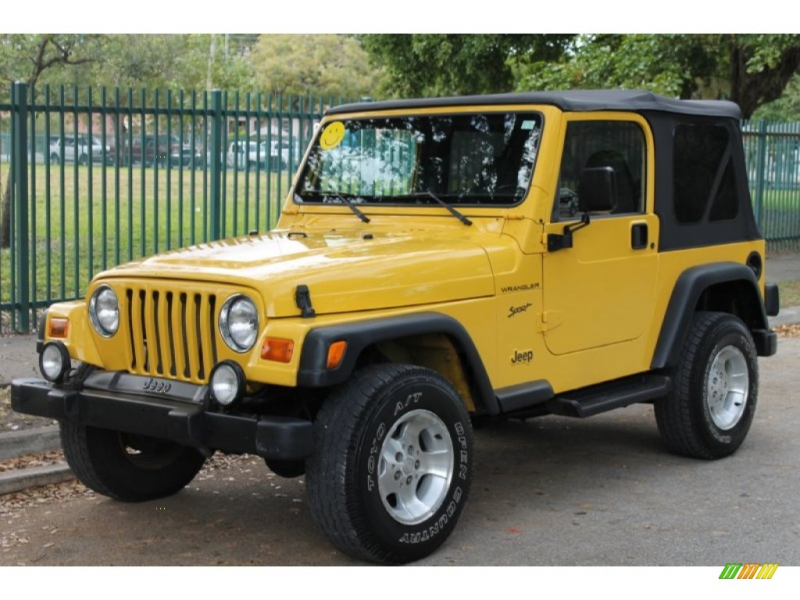 ... Yellow Clearcoat/Black Sof 2002 Jeep Wrangler Sport with Agate seats